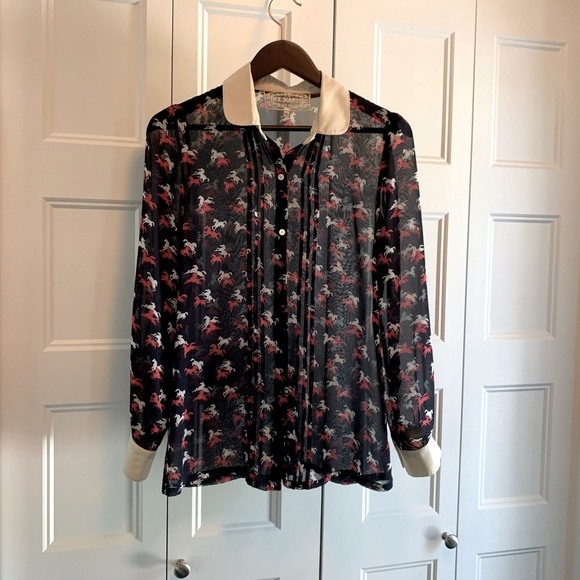 Vintage Sheer Printed Blouse - Picture 2 of 7